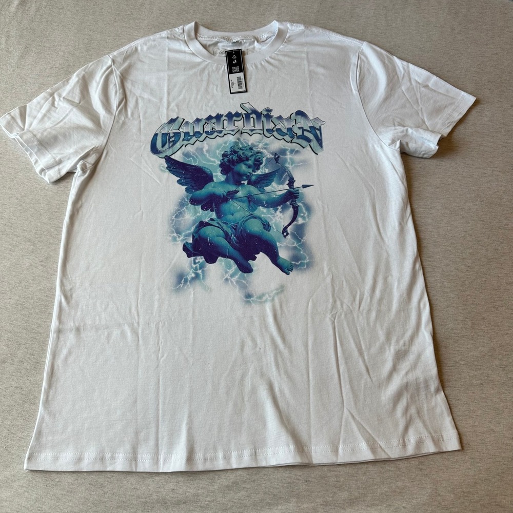 Mister Tee Mens Guardian Angel Cherub Graphic T-Shirt White MTUS233 L NEW‎